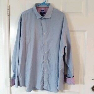 Egara Men's No Iron Button Up Shirt Long Sleeve Sz 2XL Geometric Flip Cuff